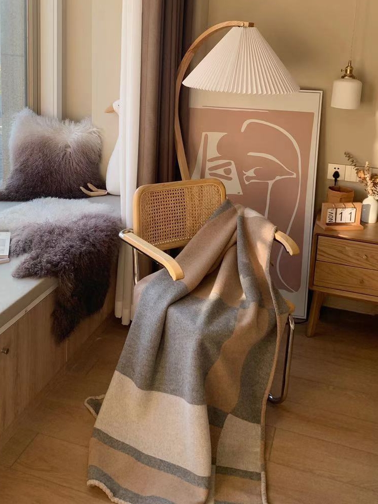 Cashmere Throw Blanket - Rinoart Luxury Cream Colors Cashmere Wool