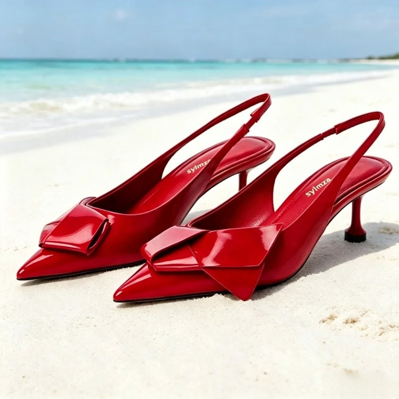 Luxury Lifestyle Products - Red Patent Leather Slingback Heels Women
